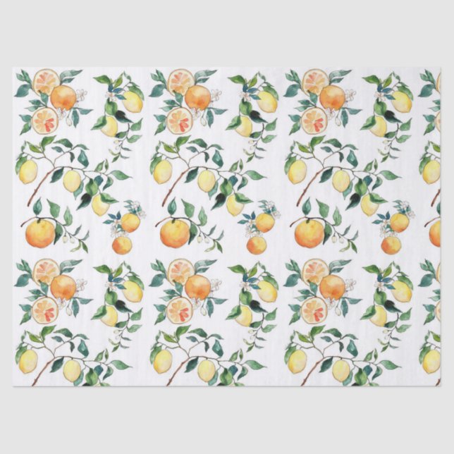 Seda Papel de tejidos y desahucios - Naranjas y limón (Anverso)