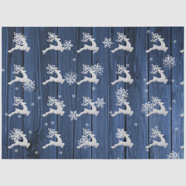 Seda Papel de tejo de reno para Navidades rusos azules (Anverso)