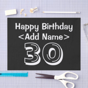 Seda Papel de tema del cumpleaños número 30 personaliza