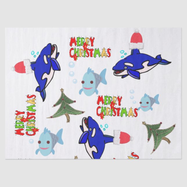 Seda Papel de tiburón en papel navideño (Anverso)