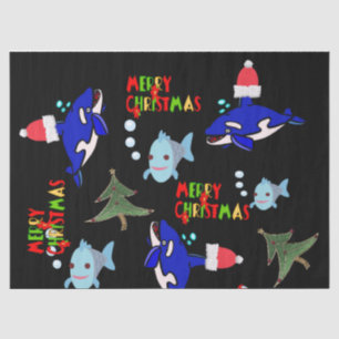 Seda Papel de tiburón en papel navideño