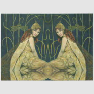 Seda Papel de timbre de estilo Art Nouveau de Nymph