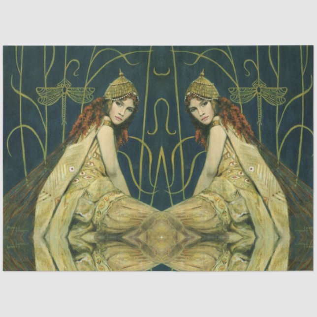 Seda Papel de timbre de estilo Art Nouveau de Nymph (Anverso)