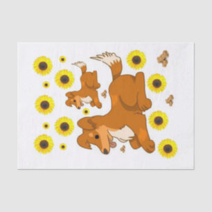 Seda Papel de timbre de perro de girasol