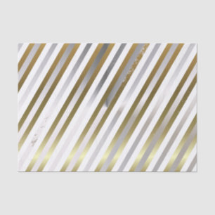 Seda Papel de timbre diagonal plateado, blanco y dorado
