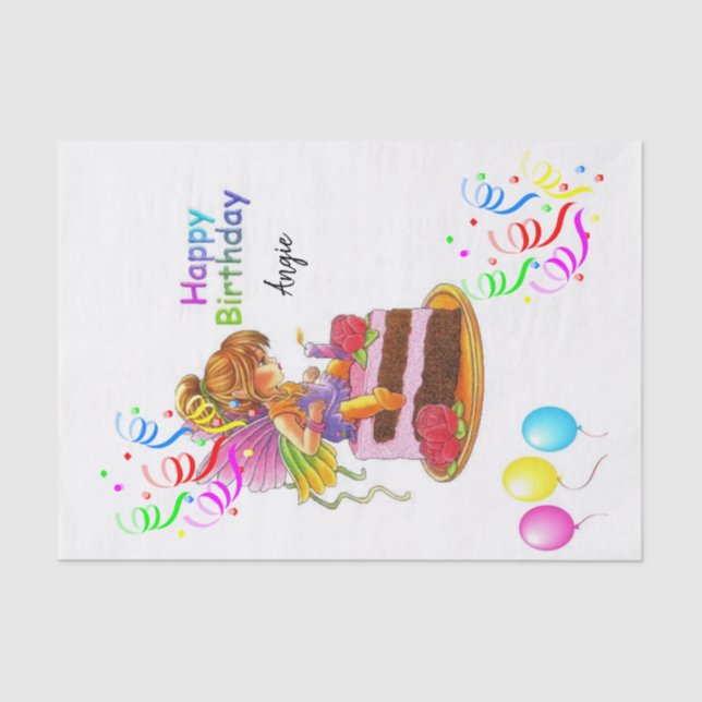 Seda Papel de Tissue Happy Birday Fairy (Anverso)