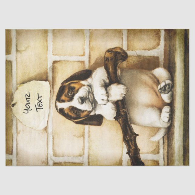 Seda Papel de tono adorable de cachorro Art Decoupage (Anverso)