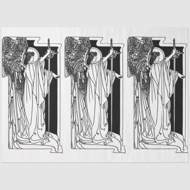 Seda Papel de tono Art Nouveau Angel 15 Decoupage (Anverso)