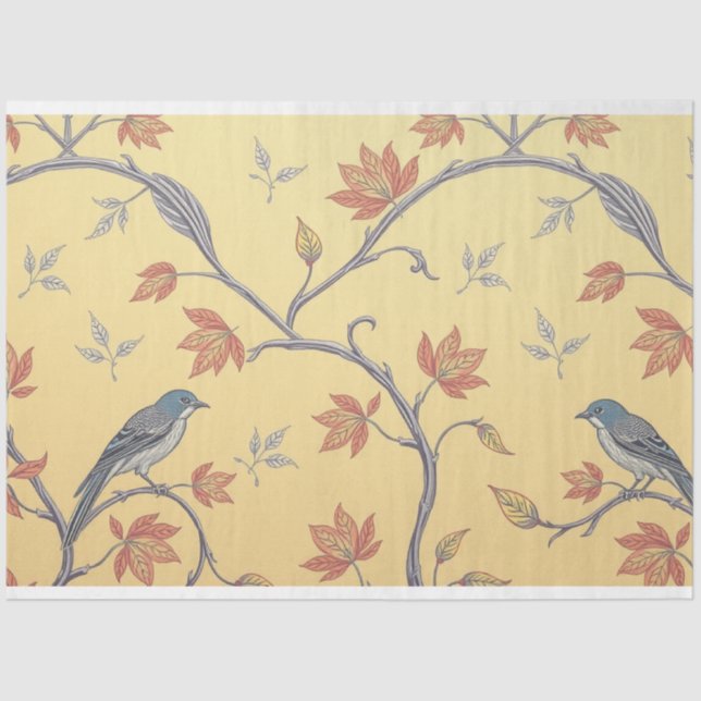 Seda Papel de tono Art Nouveau floral de descomposición (Anverso)