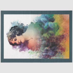 Seda Papel de tono Art Nouveau Lady 13 Decoupage