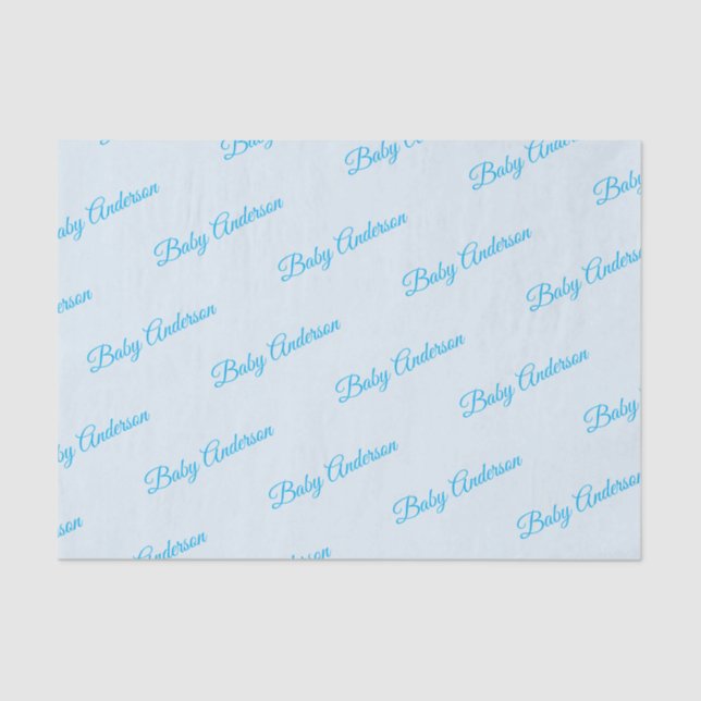 Seda Papel de tono Baby Shower azul personalizable (Anverso)