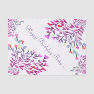 Seda Papel de tono de cumpleaños del corazón de las flo