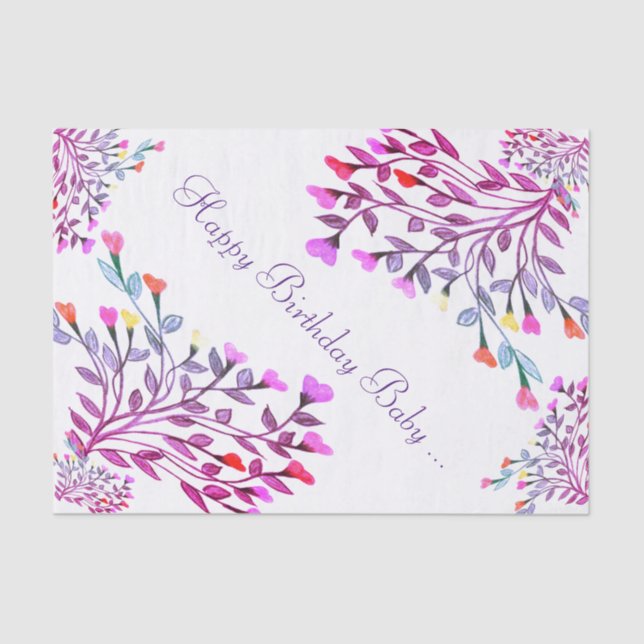 Seda Papel de tono de cumpleaños del corazón de las flo (Anverso)