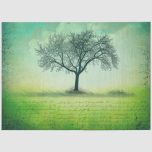 Seda Papel de tono de descomposición de árbol solitario