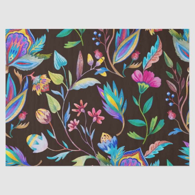 Seda Papel de tono de descomposición de flores oscuras  (Anverso)