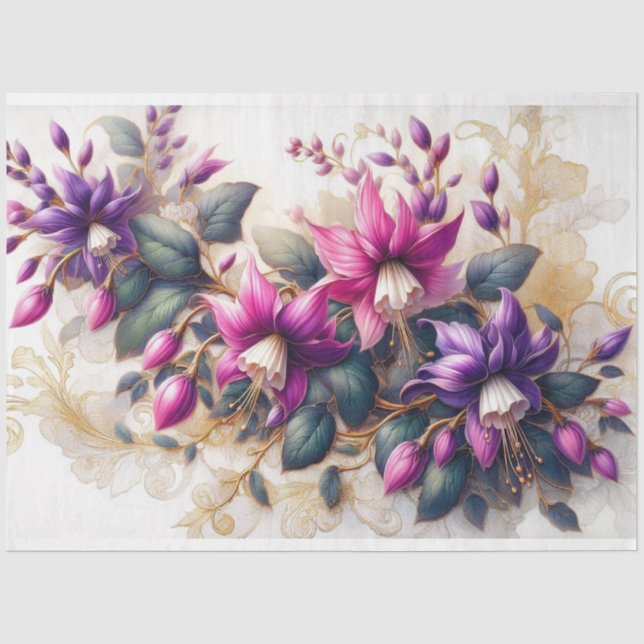 Seda Papel de tono de descomposición de la flora de Fuc (Anverso)