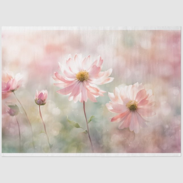 Seda Papel de tono de descomposición floral rosa (Anverso)