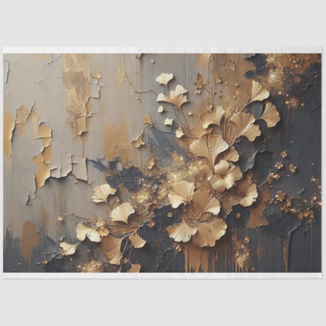 Seda Papel de tono de descomposición Gingko deja fauna  (Anverso)