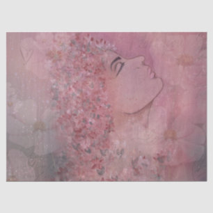 Seda Papel de tono de descomposición mujer de pelo rosa