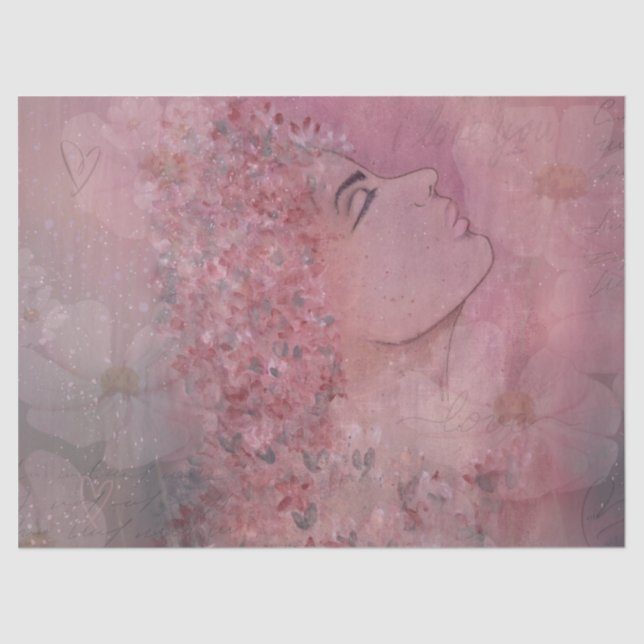 Seda Papel de tono de descomposición mujer de pelo rosa (Anverso)