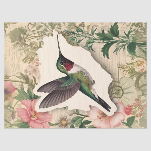 Seda Papel de tono de desconexión de colibrí de cosecha (Anverso)