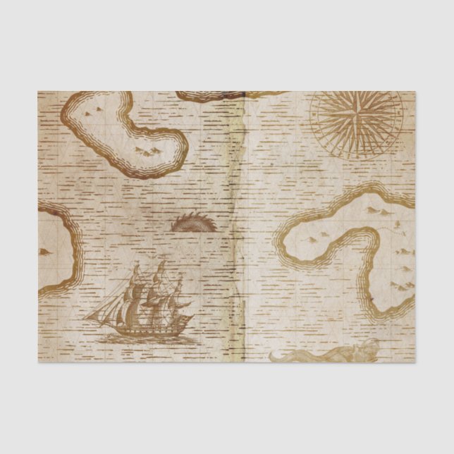 Seda Papel de tono de desconexión del mapa oceánico de  (Anverso)