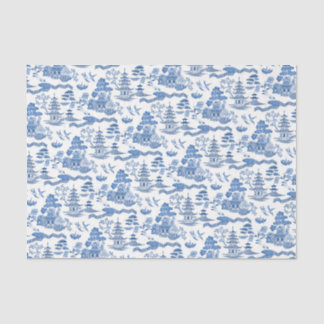 Seda Papel de tono de deshielo azul Chinoiserie
