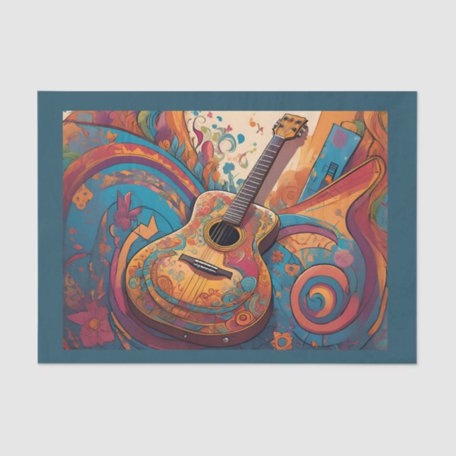 Seda Papel de tono de deshielo de guitarra retro (Anverso)