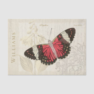 Seda Papel de tono de deshielo de mariposa roja vintage