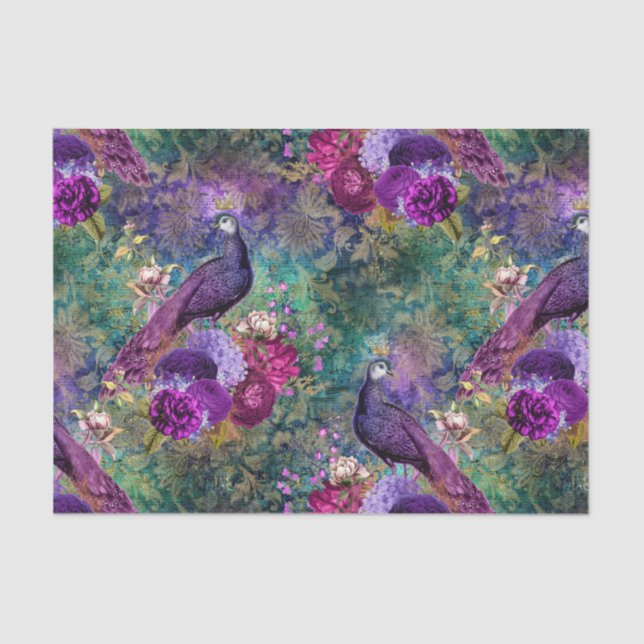 Seda Papel de tono de deshielo de pavo real (Anverso)