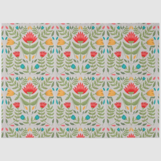 Seda Papel de tono de deshielo del patrón de las flores (Anverso)