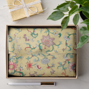 Seda Papel de tono de deshielo floral amarillo chino