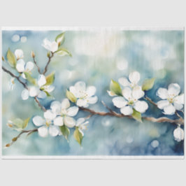 Seda Papel de tono de deshielo floral azul y blanco