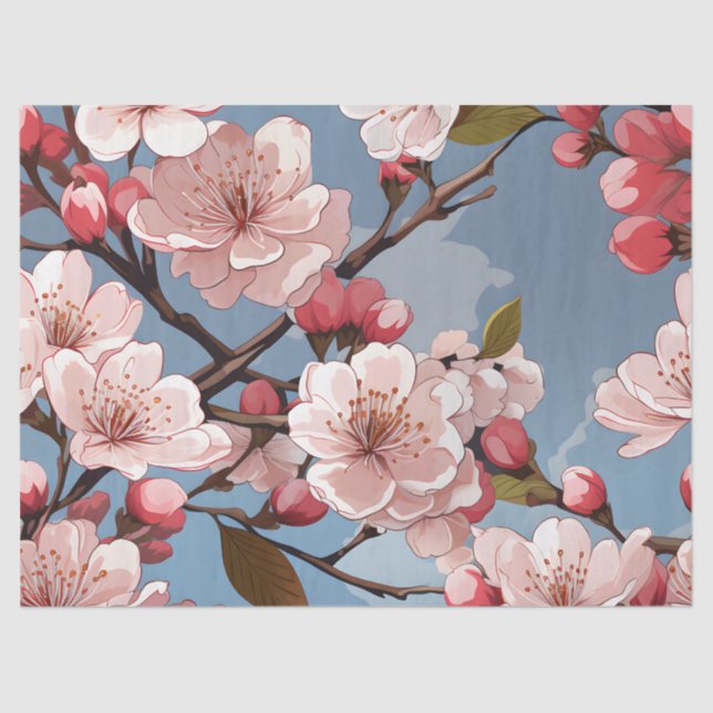 Seda Papel de tono de deshielo floral de cerezo (Anverso)