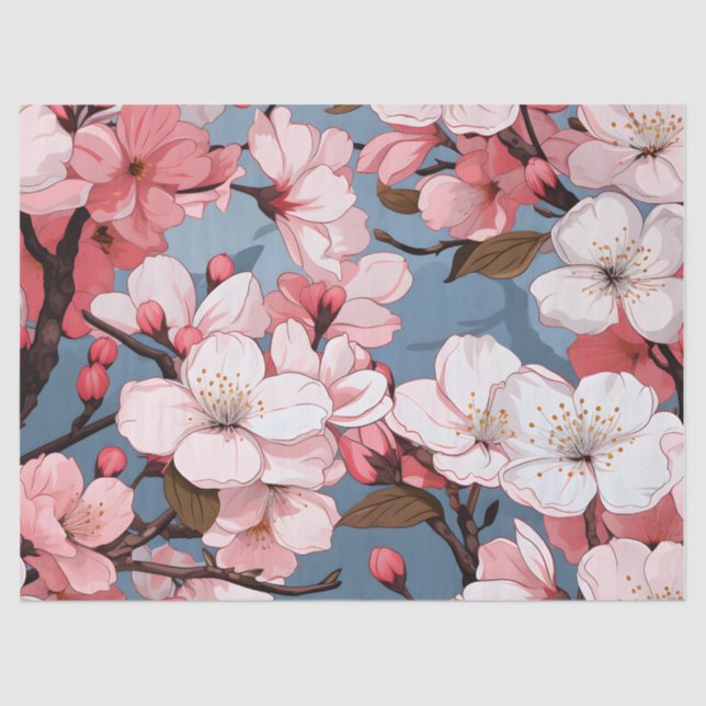 Seda Papel de tono de deshielo floral de cerezo (Anverso)