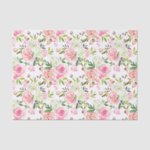 Seda Papel de tono de deshielo floral de rosas rosadas