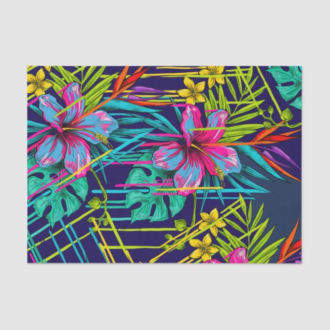 Seda Papel de tono de deshielo floral hawaiano (Anverso)
