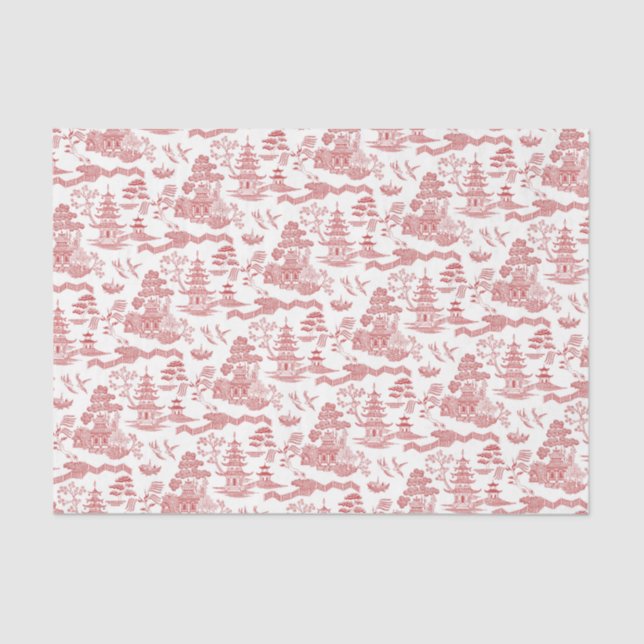 Seda Papel de tono de deshielo rojo chino (Anverso)