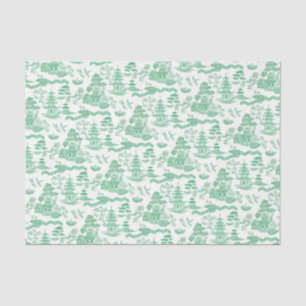 Seda Papel de tono de deshielo verde de Chinoiserie