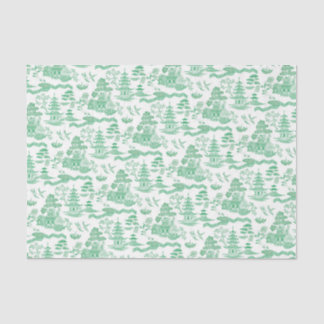 Seda Papel de tono de deshielo verde de Chinoiserie