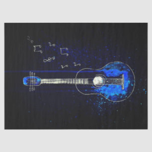 Seda Papel de tono de guitarra azul