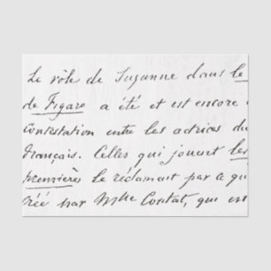 Seda Papel de tono de letra de escritura francesa vinta