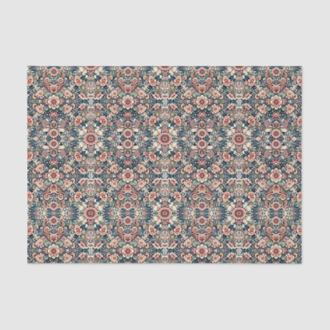 Seda Papel de tono de patrón de flor (Anverso)