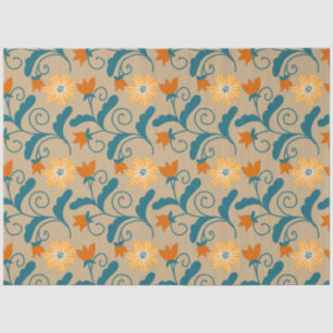 Seda Papel de tono de patrón floral retro