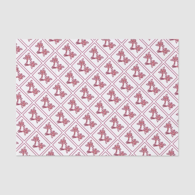 Seda Papel de tono de patrón floral rojo (Anverso)