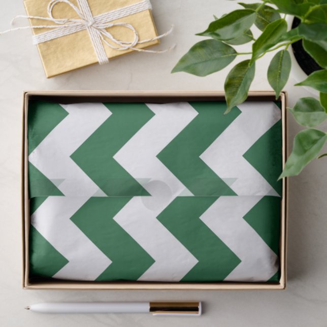 Seda Papel de tono de zigzag verde y blanco (Regalo )