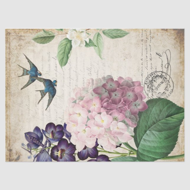 Seda Papel de tono decorativo de descomposición floral (Anverso)