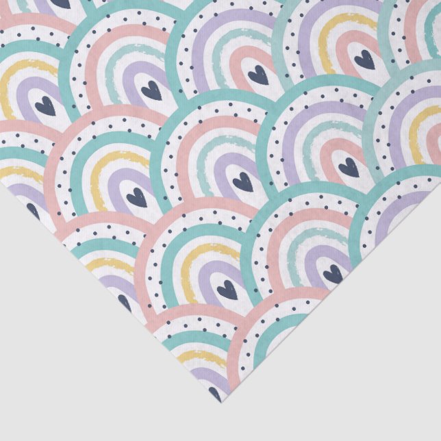 Seda Papel de tono del patrón arcoiris del Pastel Cuade (Detalle)