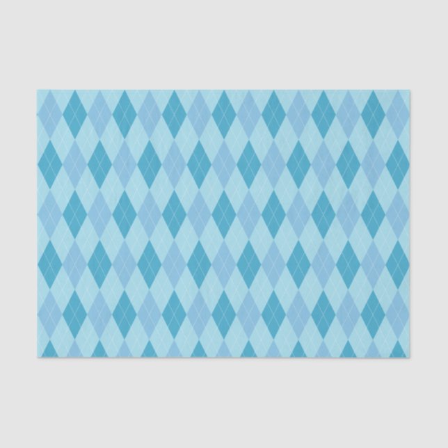 Seda Papel de tono del patrón Argyle de tonos azules (Anverso)