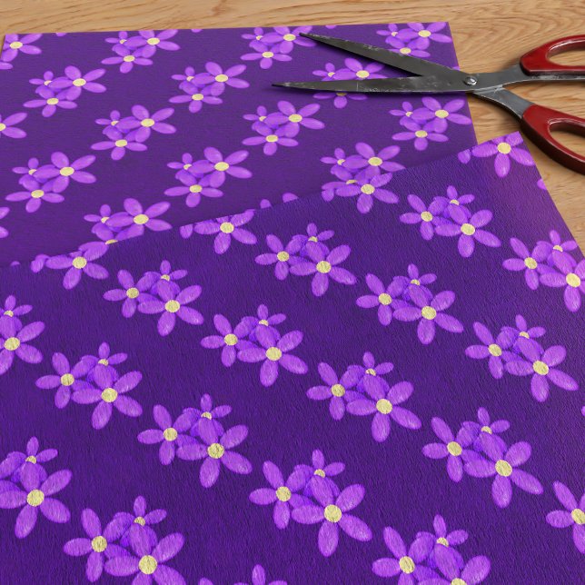 Seda Papel de tono del patrón de flor de margarita suav (A cute purple floral tissue paper just for you)